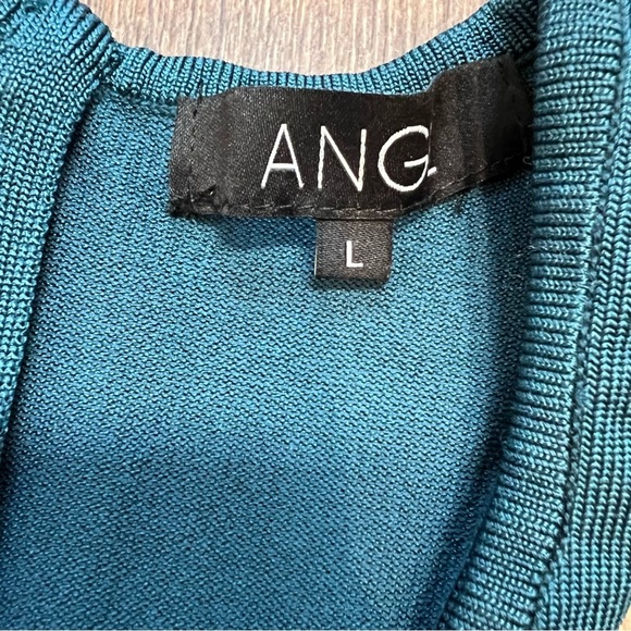 ANGL Sleeveless Halter A Line Knee Length Green Fit & Flare Dress Party Size L - Picture 6 of 15